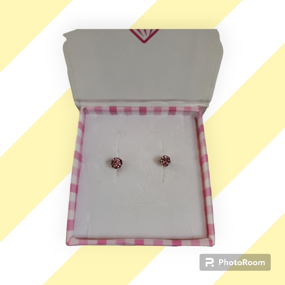 Hypoallergenic disco ball earrings pink